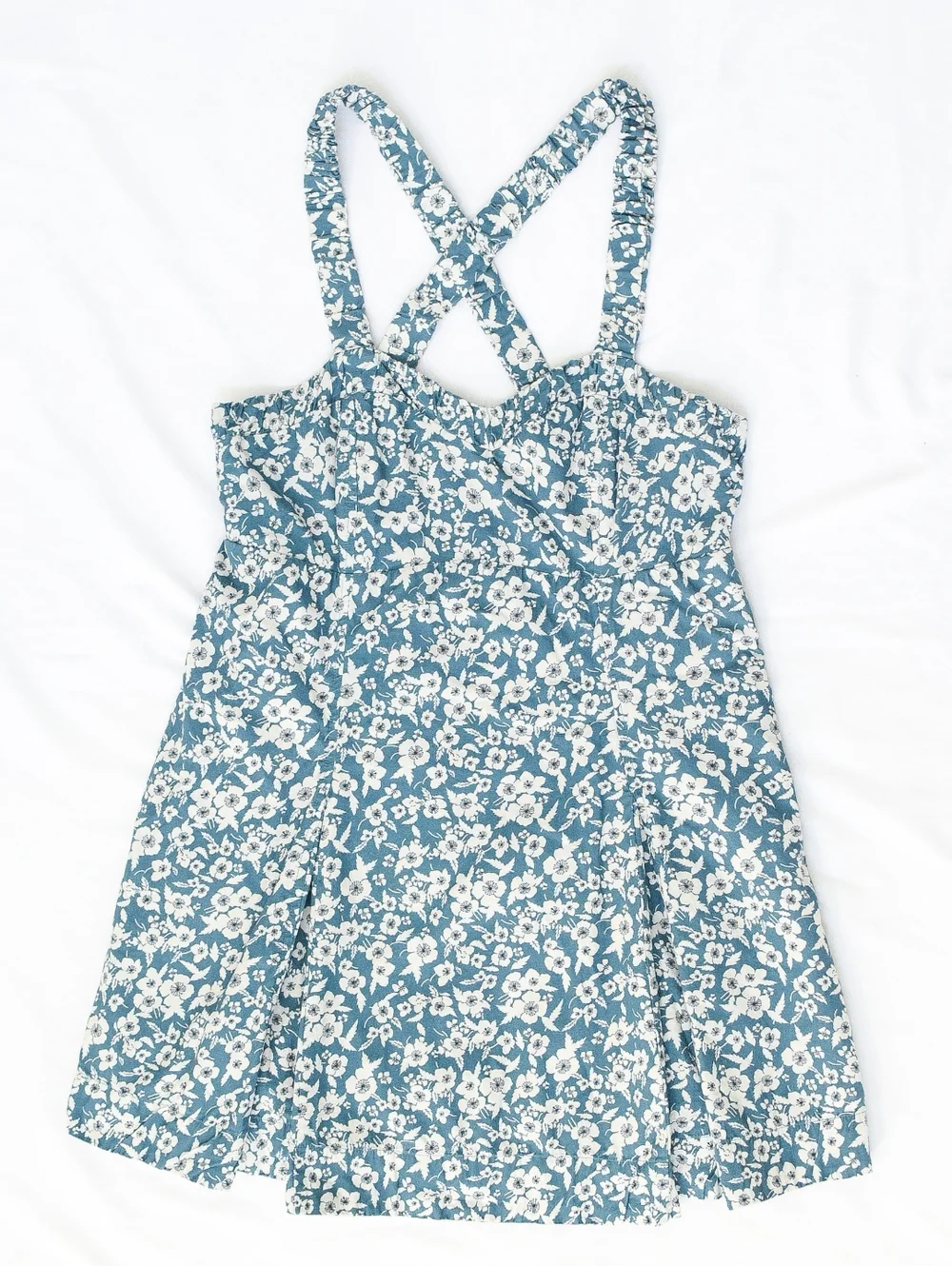 Anthropologie Maeve Floral Sweetheart Mini Dress Babydoll Criss Cross Back Sz M - Picture 2 of 10